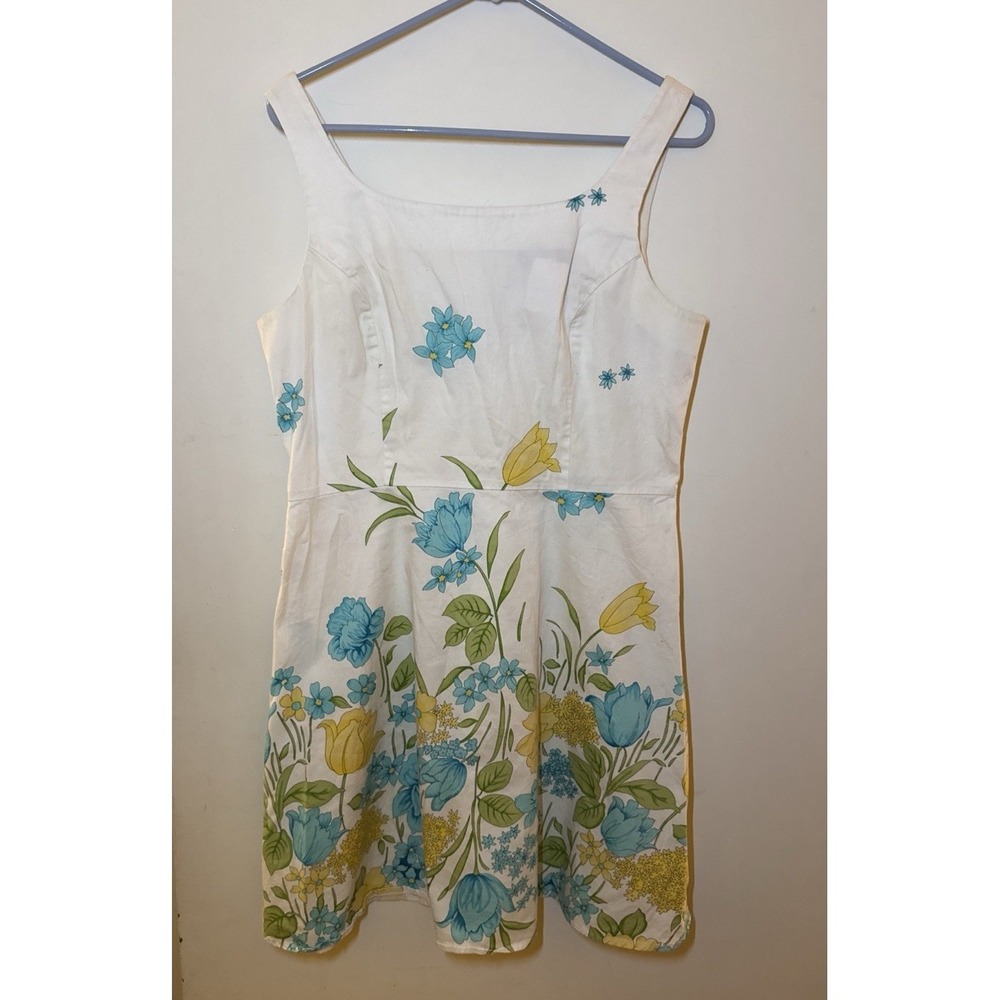 Alyn Paige New York Floral Sundress White Blue Yellow 13/14 Sleeveless Cotton